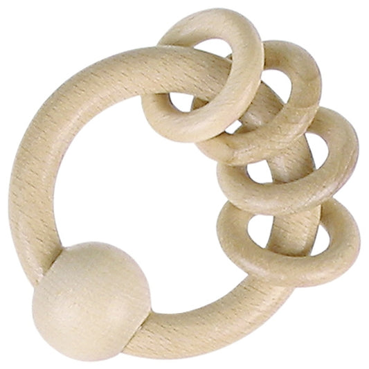 Brinquedo de agarrar com 4 argolas, natural - GOKI