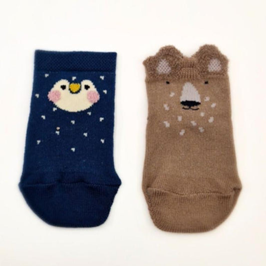 Meias em formato de pé   URSO+PINGUIM ANTIDERRAPANTE